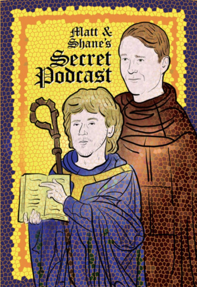Matt and Shane's Secret Podcast stained glass art